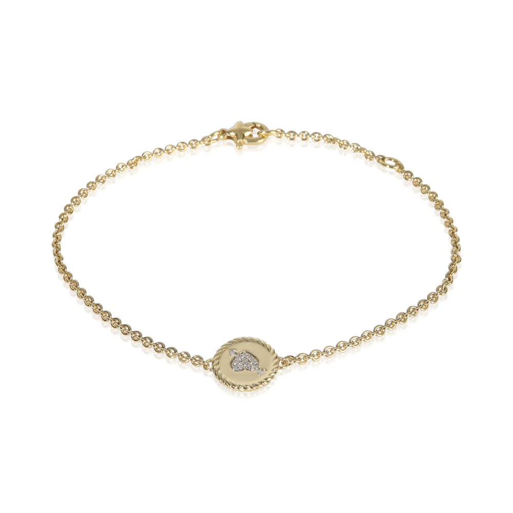 David Yurman Yellow Gold Diamond Cable Collectibles Heart & Arrow Bracelet